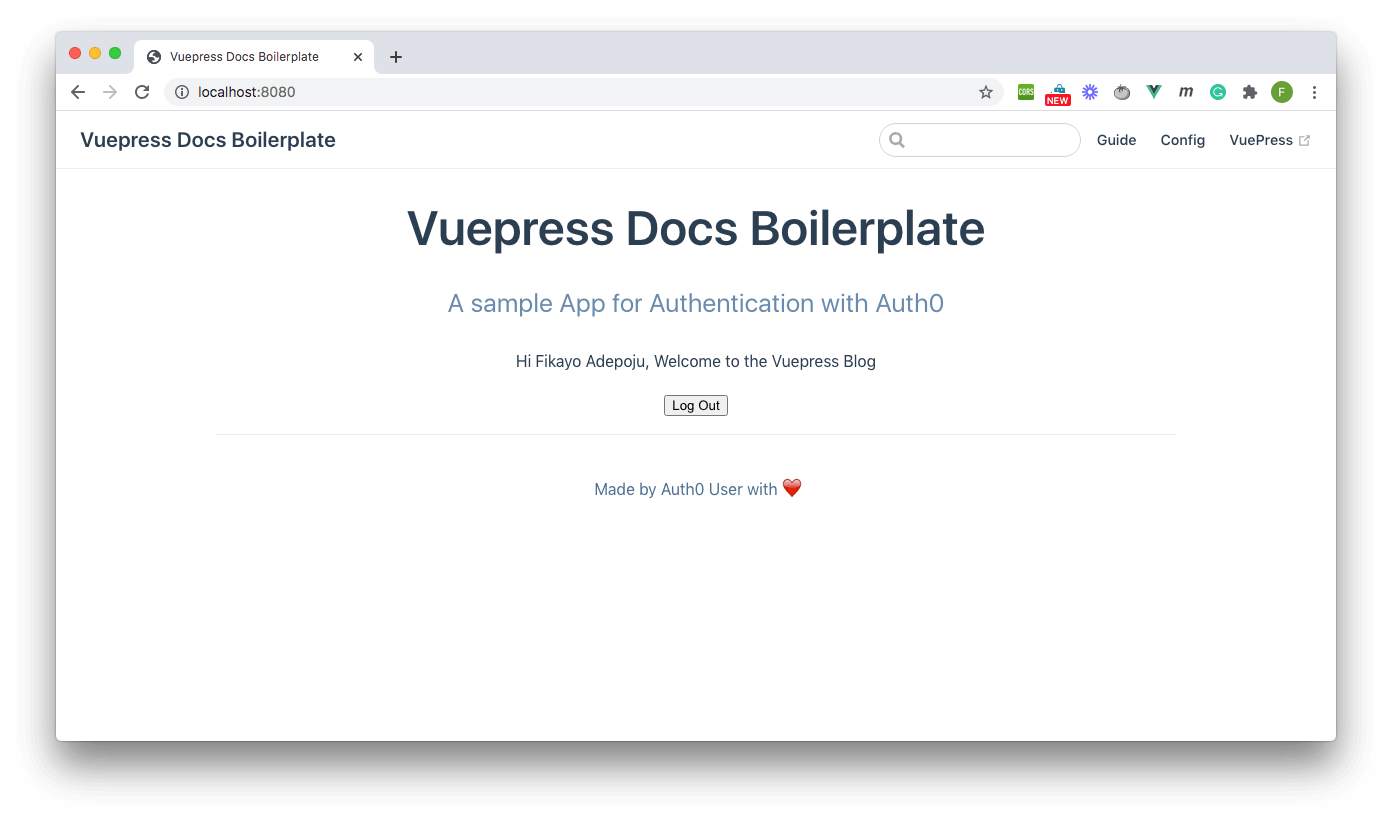 Authenticated Page - Vuepress