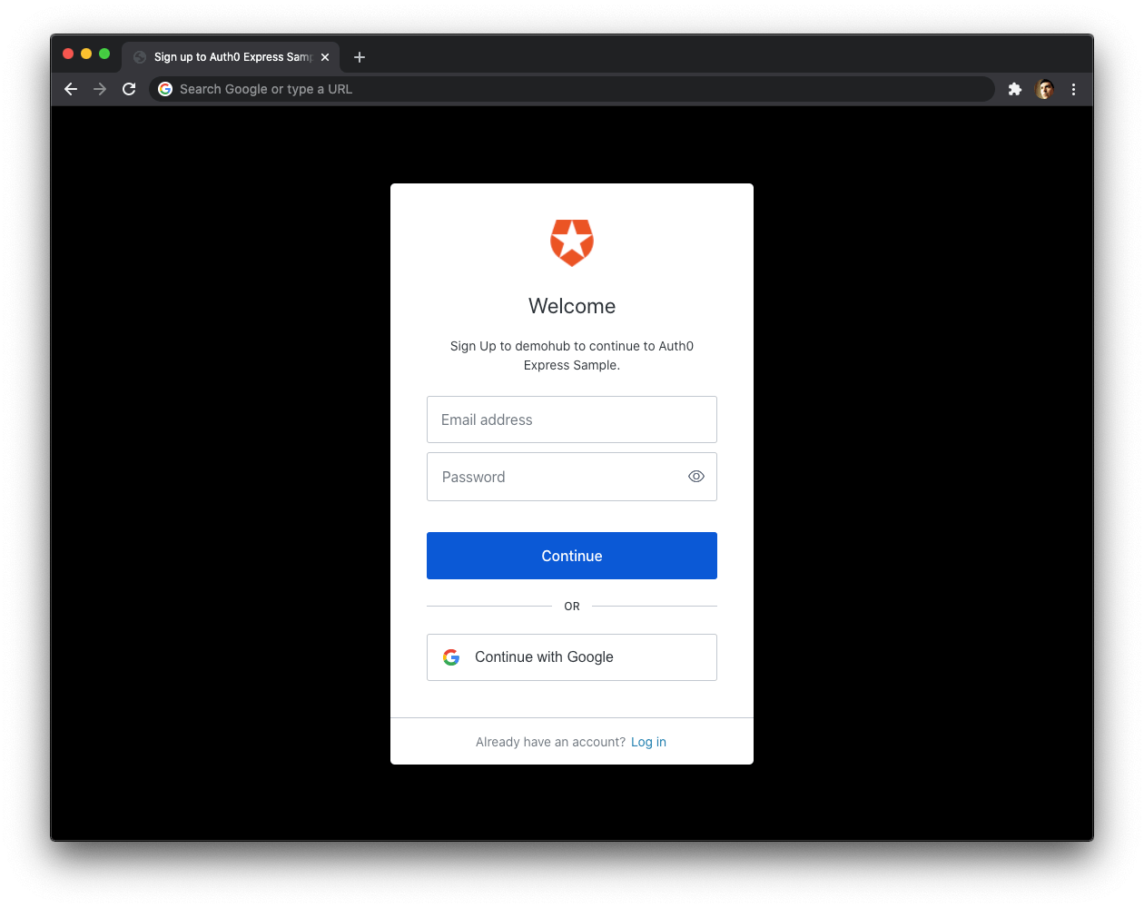 Nova página de inscrição na Experiência de Login Universal Auth0