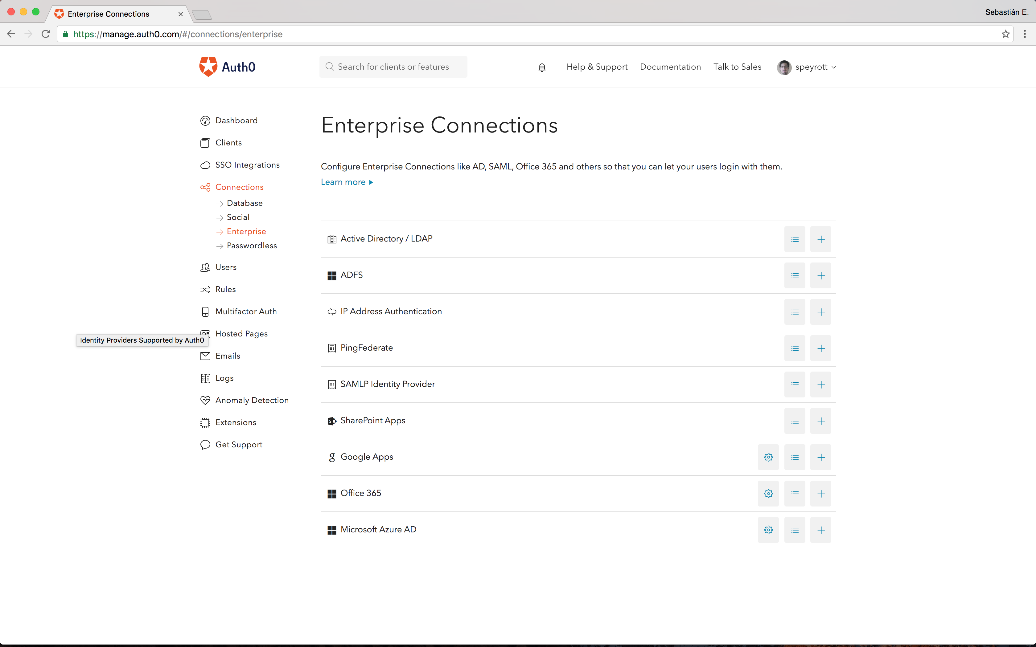 Auth0 enterprise connections