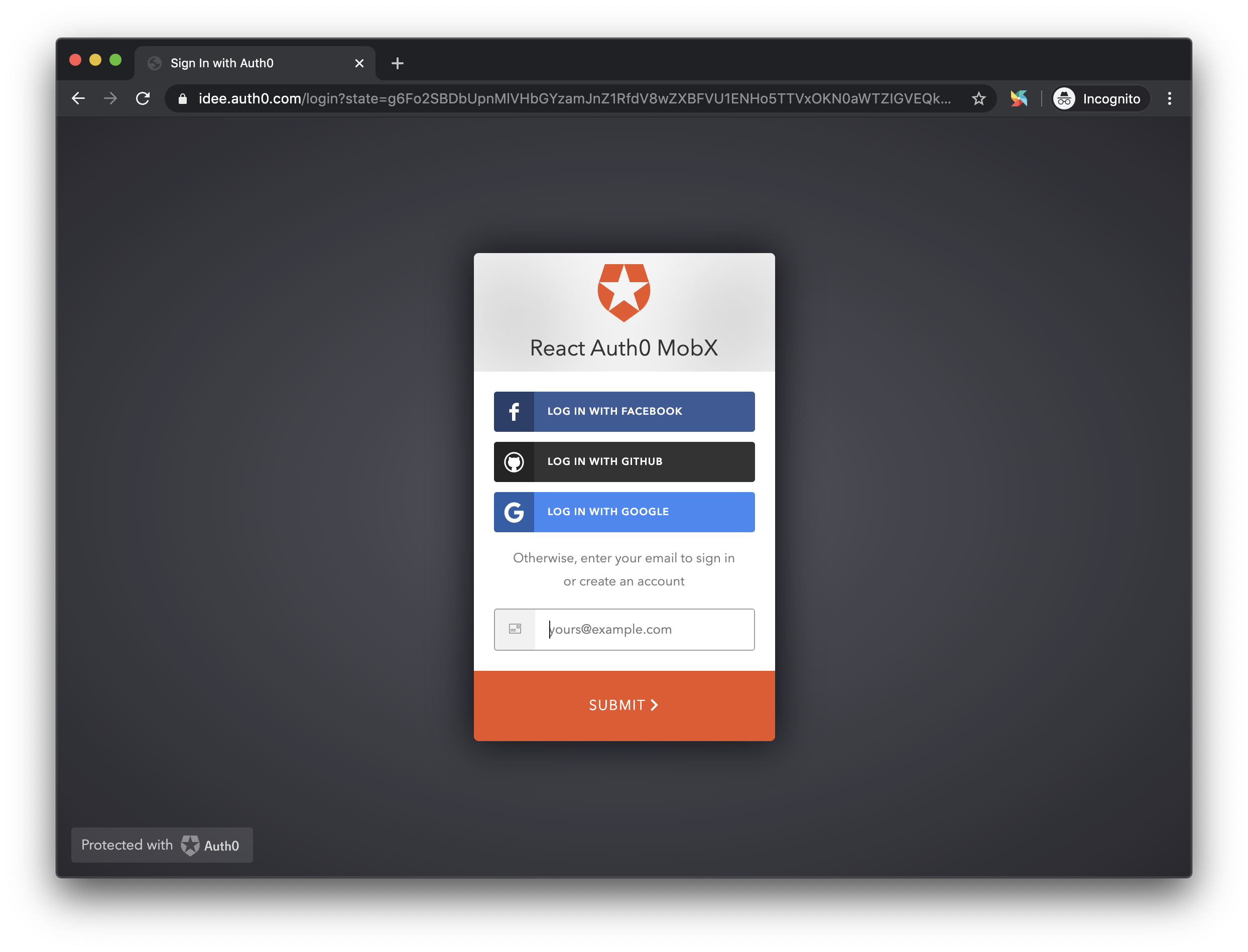 Auth0 Modal View