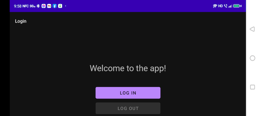 The app screen viewed in landscape orientation. It has taken on the appearance of just having been launched.