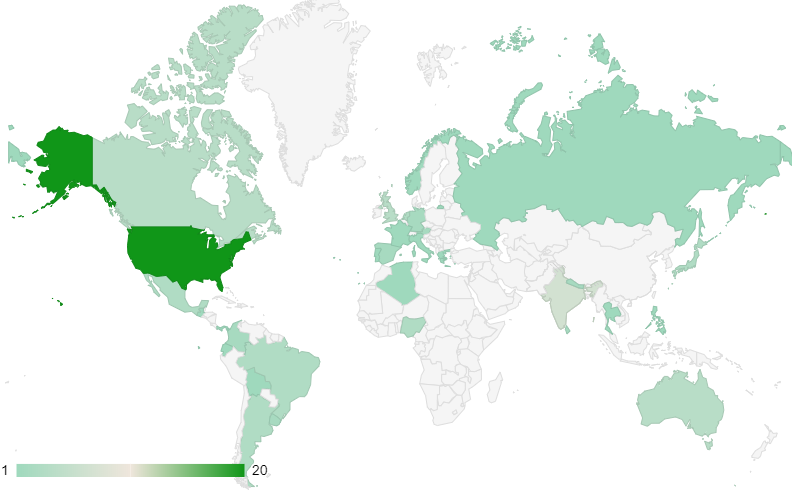 Map of Auth0 Ambassadors worldwide in 2018