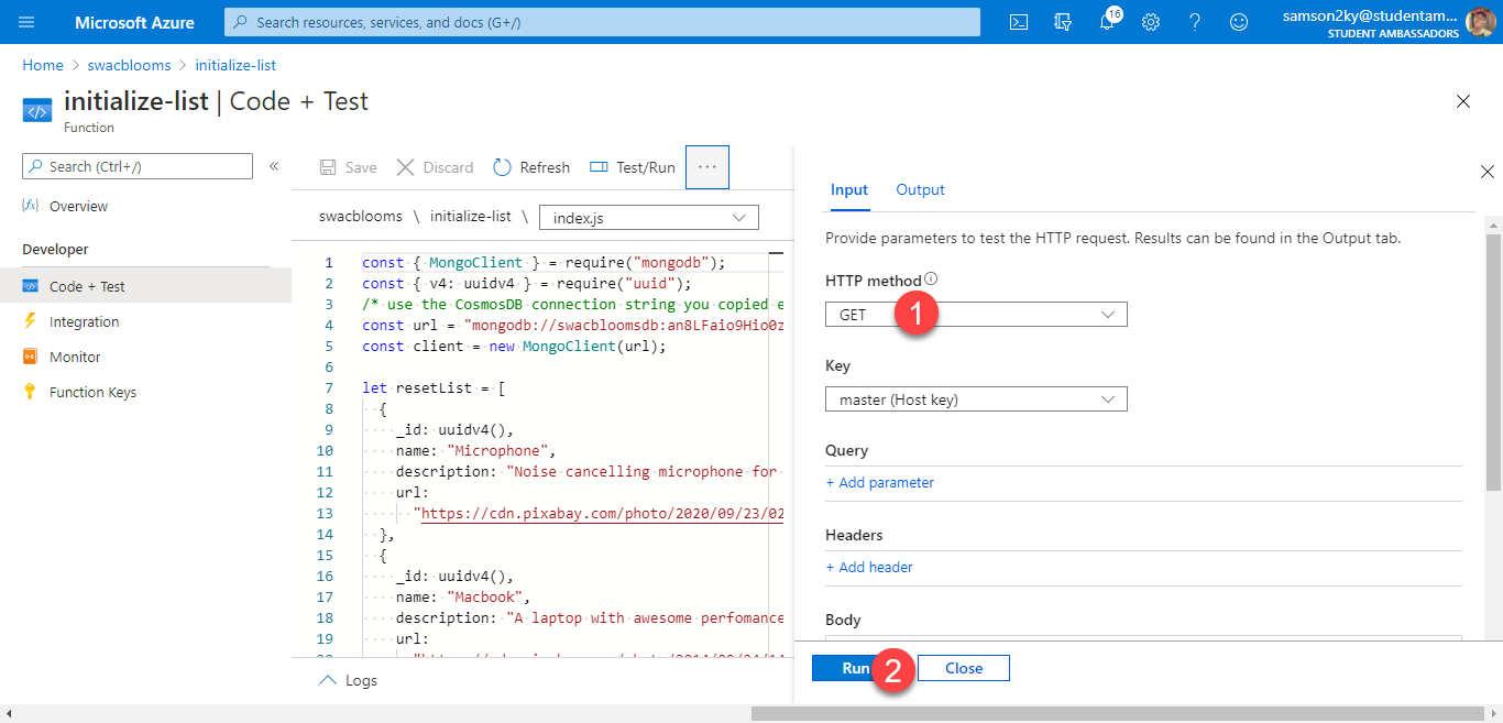 Testing an Azure Function