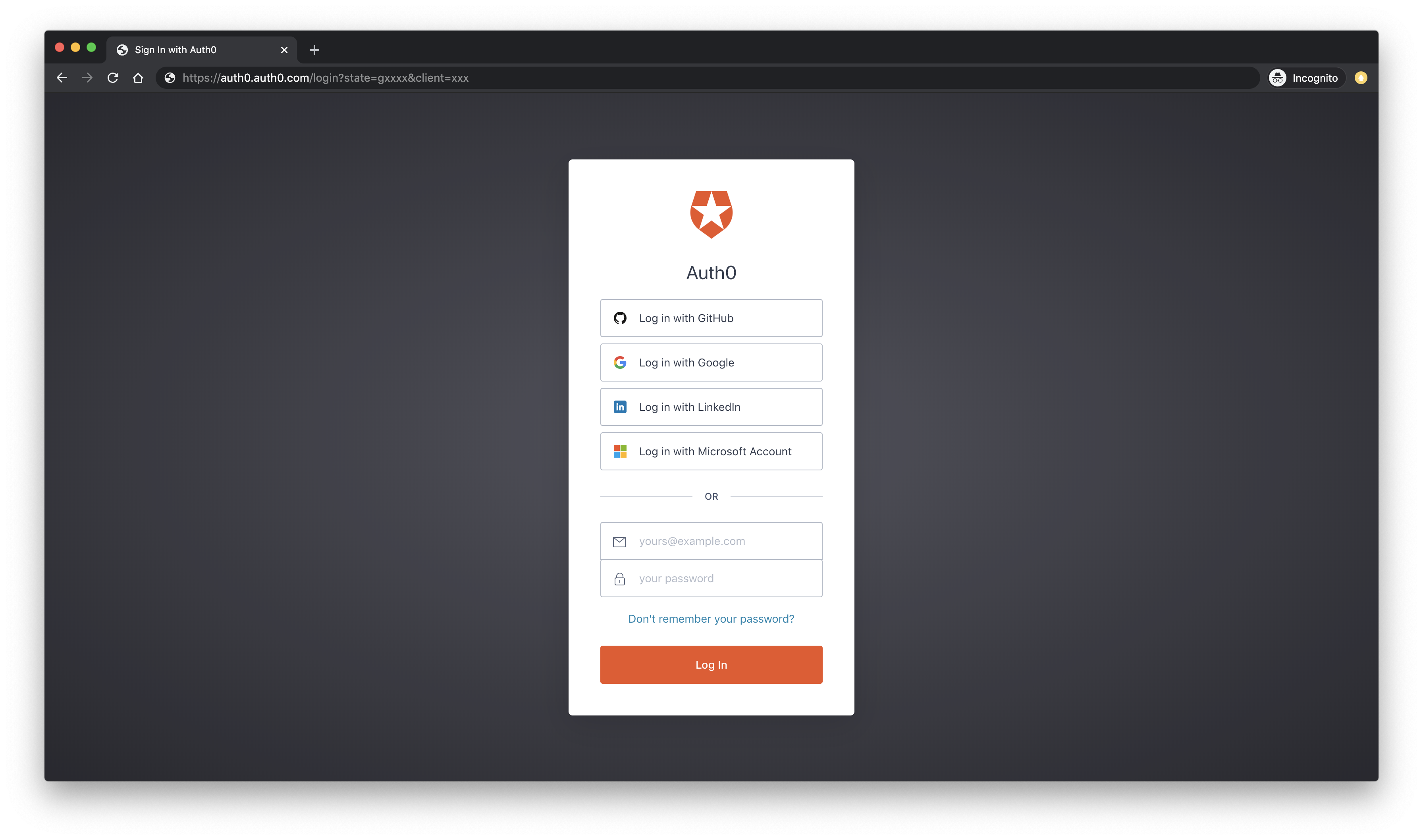 Auth0 secure login form