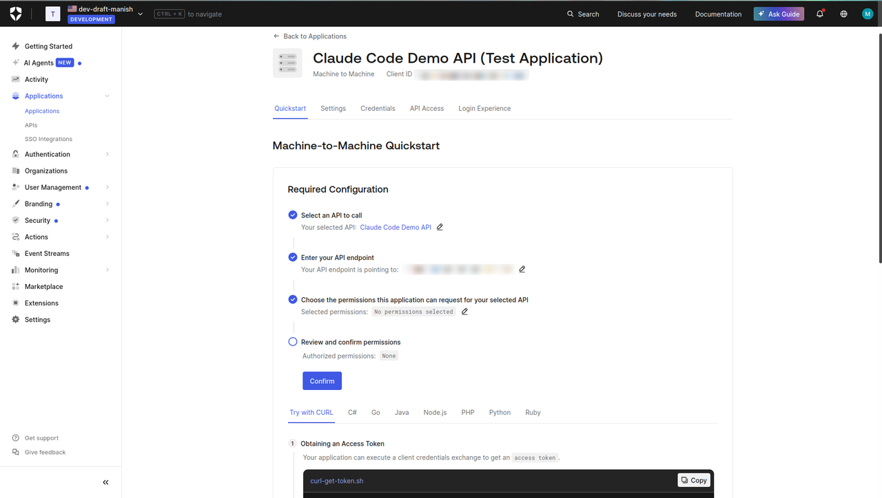Auth0: M2M Test Application