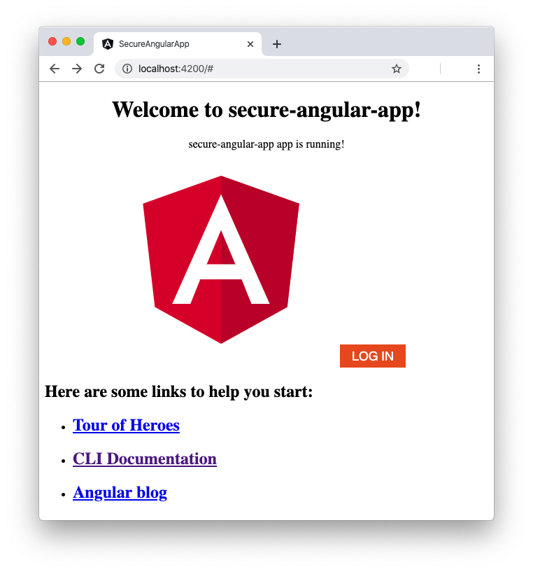 Angular app with the Auth0 login button