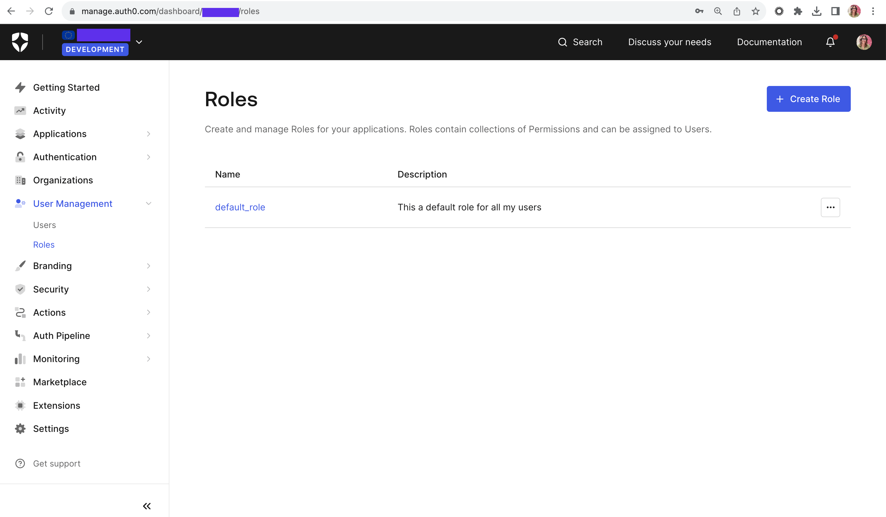 Create a new Role Auth0