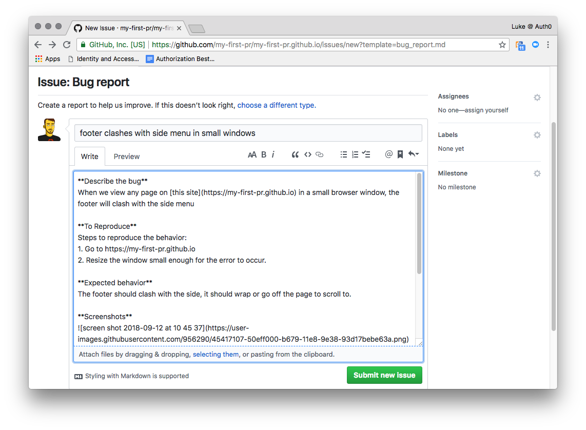 Creating a bug report