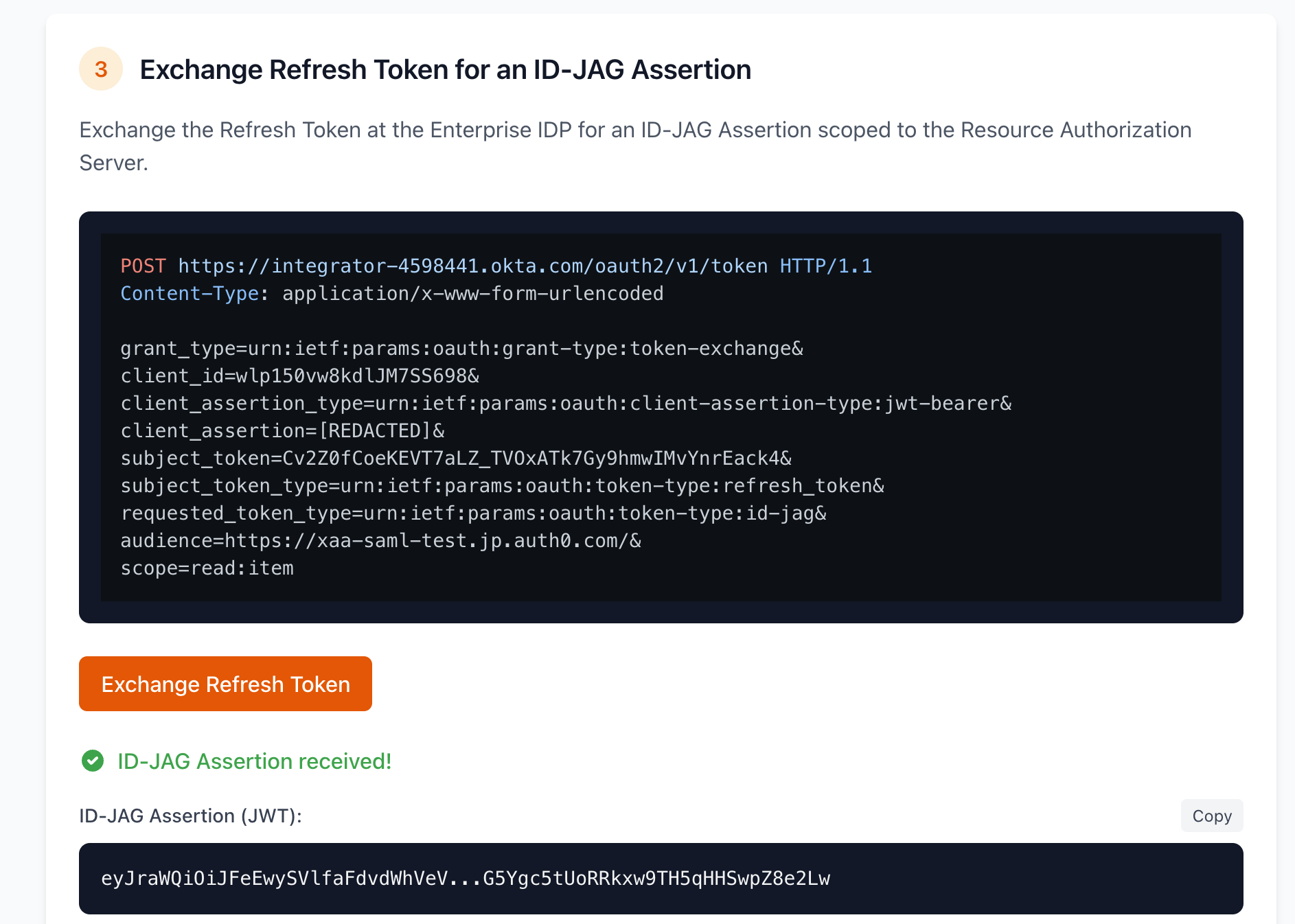 Exchange Refresh Token For a ID-JAG Assertion
