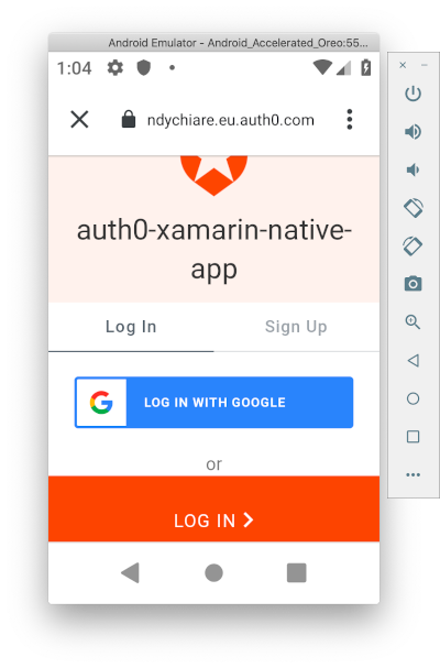 Auth0 login screen with Google on Android