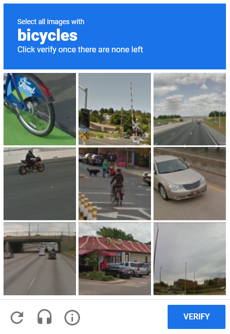 An image-based CAPTCHA from reCAPTCHA