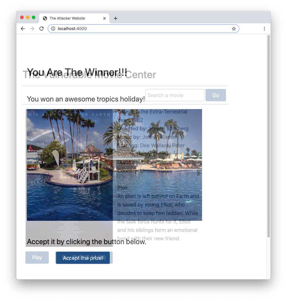 Overlapping websites for clickjacking attacks