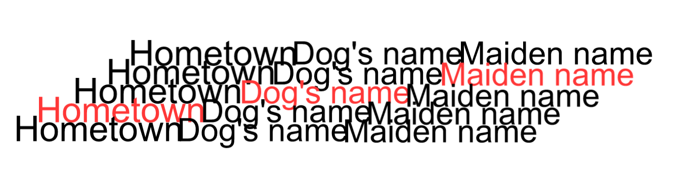 Use a mix of letters, numbers, and characters to create random answers