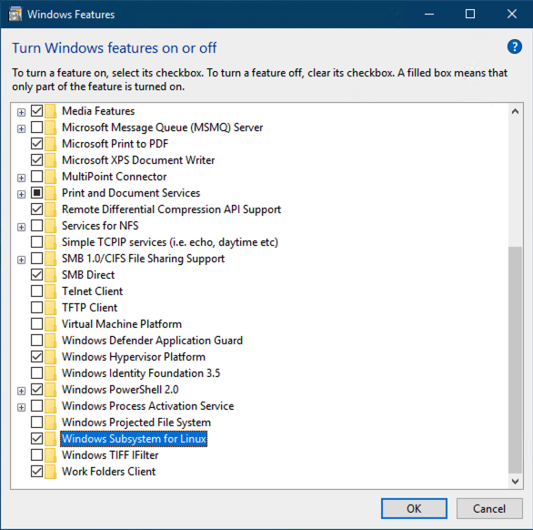 Screenshot of the Add Windows Features dialog