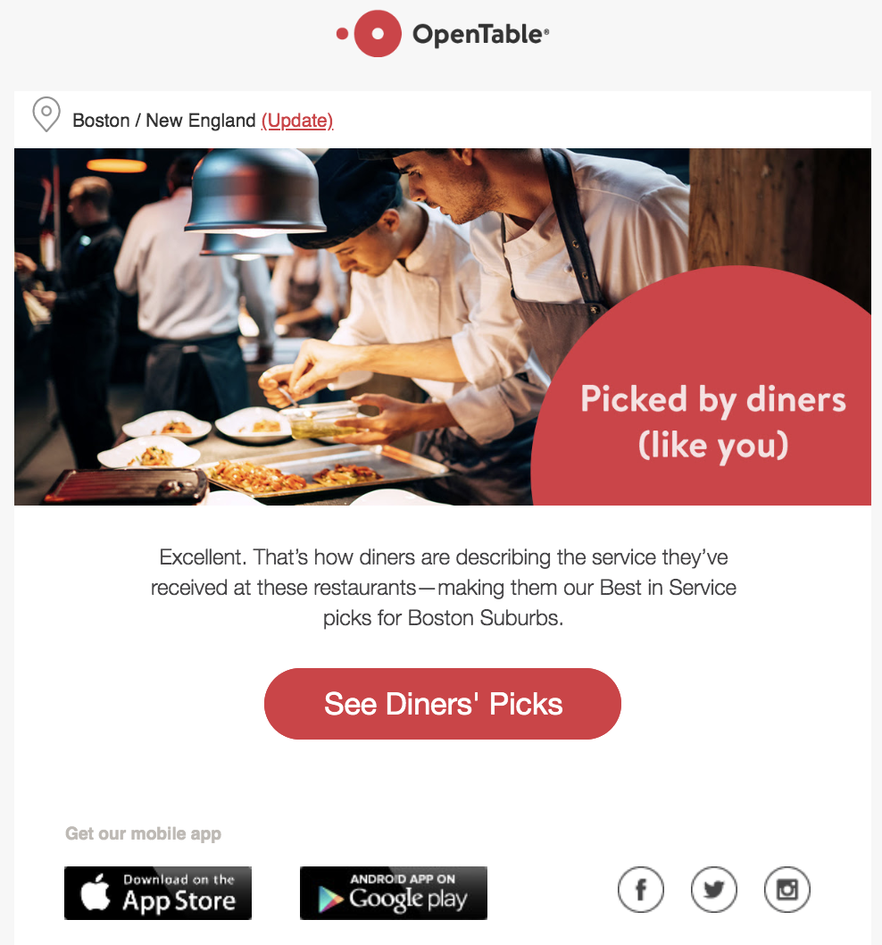 OpenTable web site screenshot