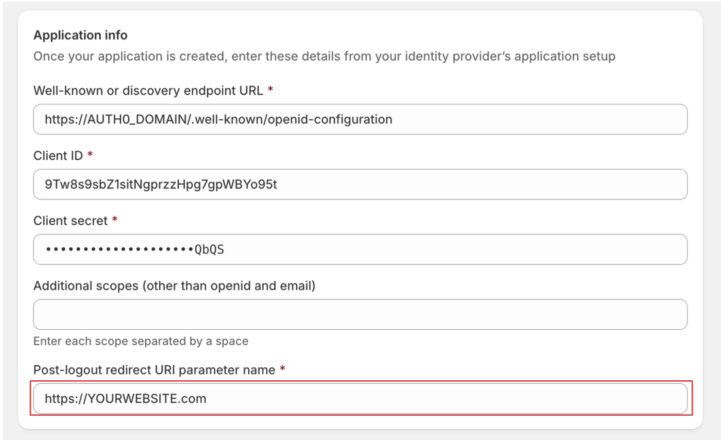 Add Post-logout URI