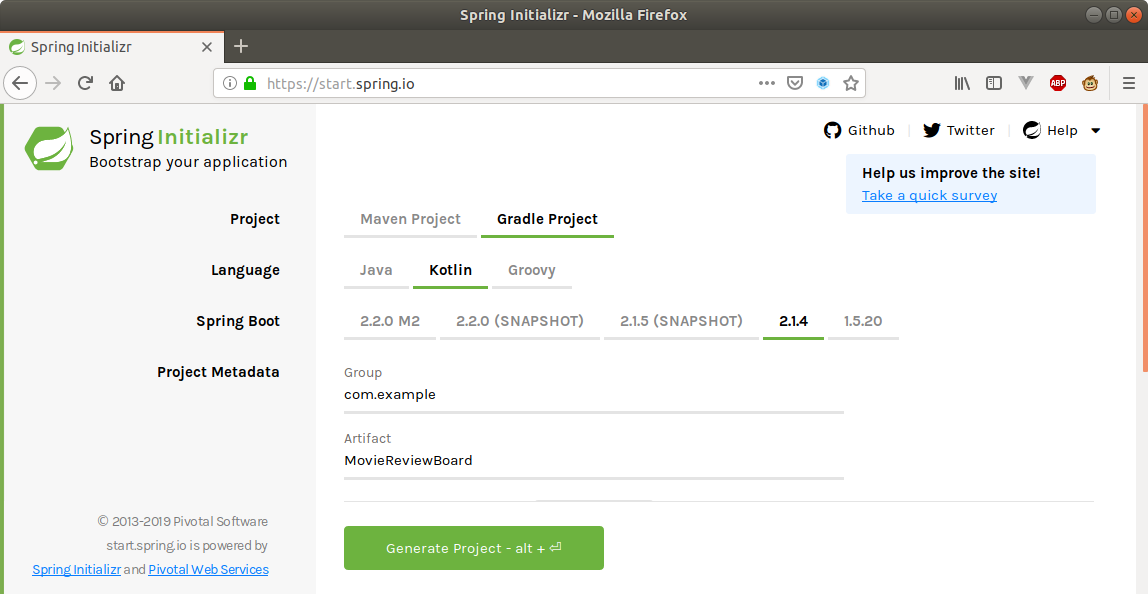 Spring Initializr Setting