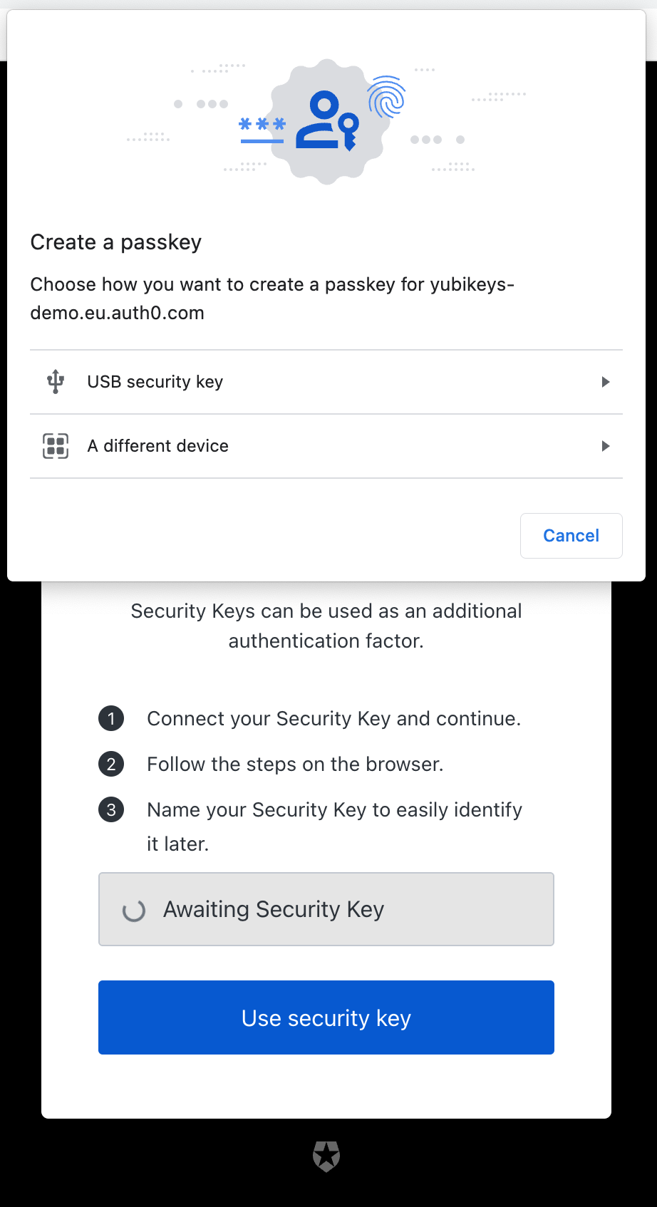 Select your Security Key