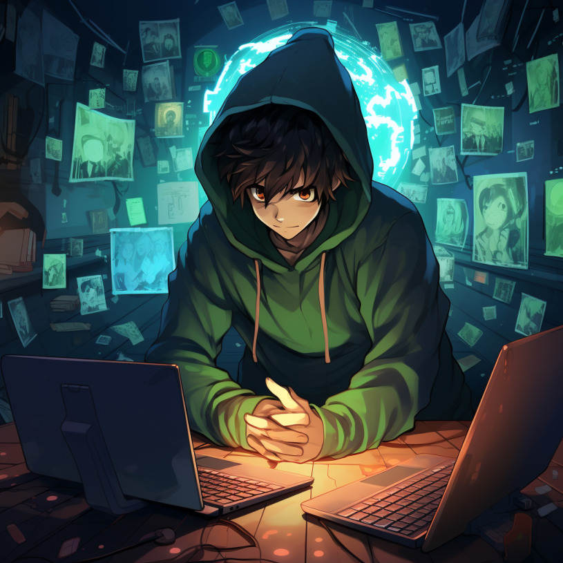 Anime character depicting a hacker