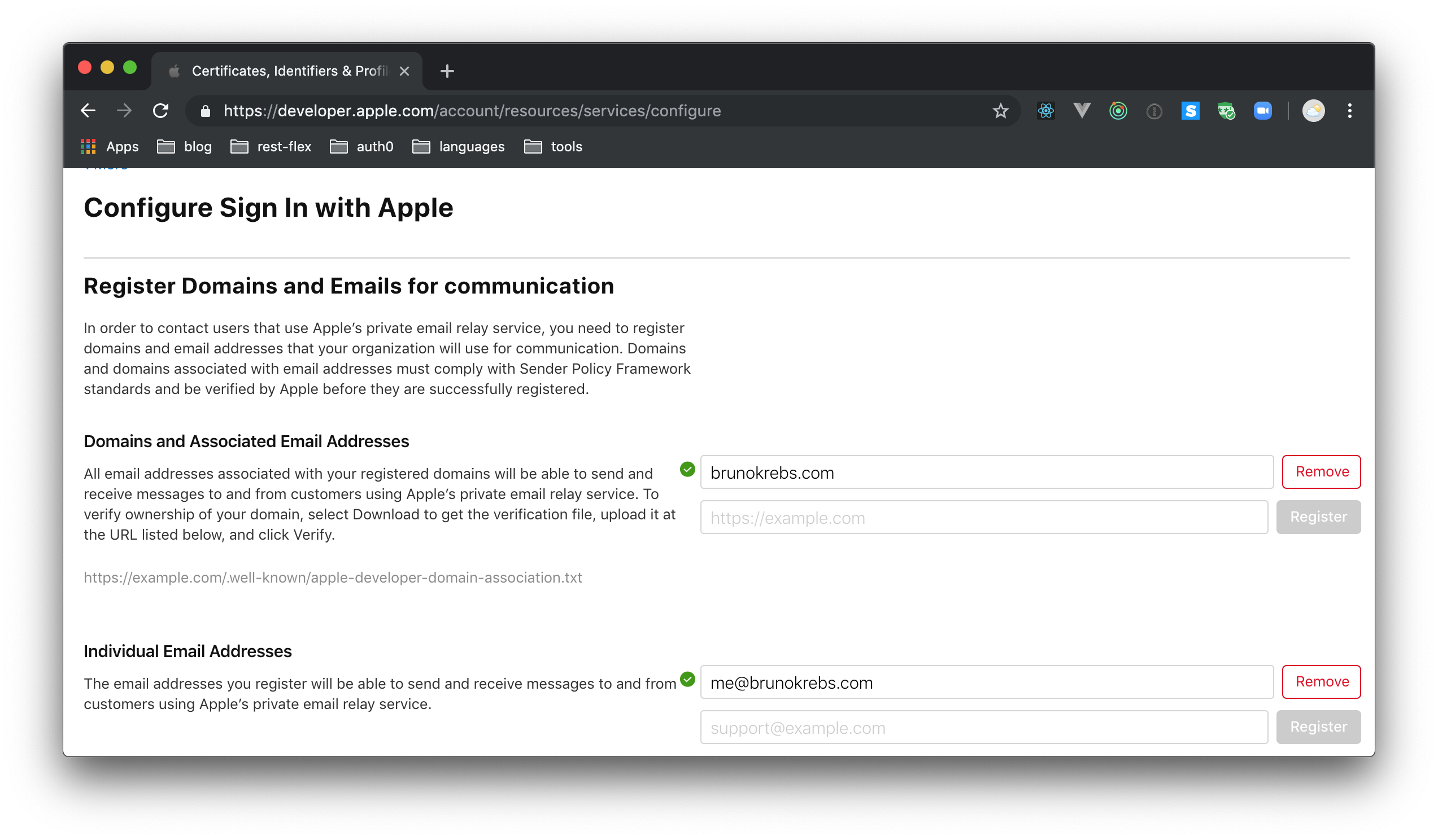 Apple Developer - Configuring Sign In with Apple - Email Relay Service