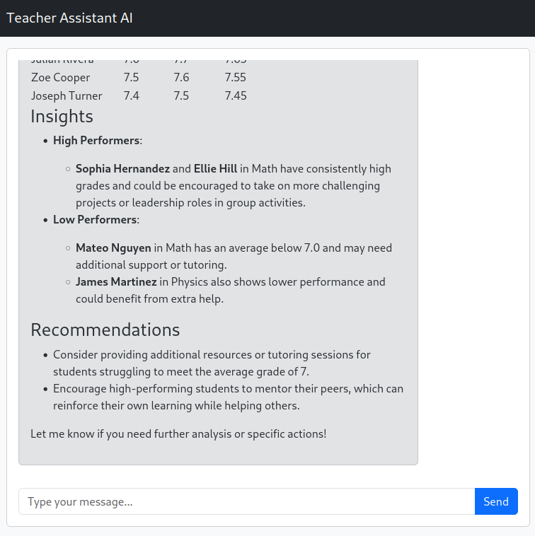 First Prompt, asking students performance, second part
