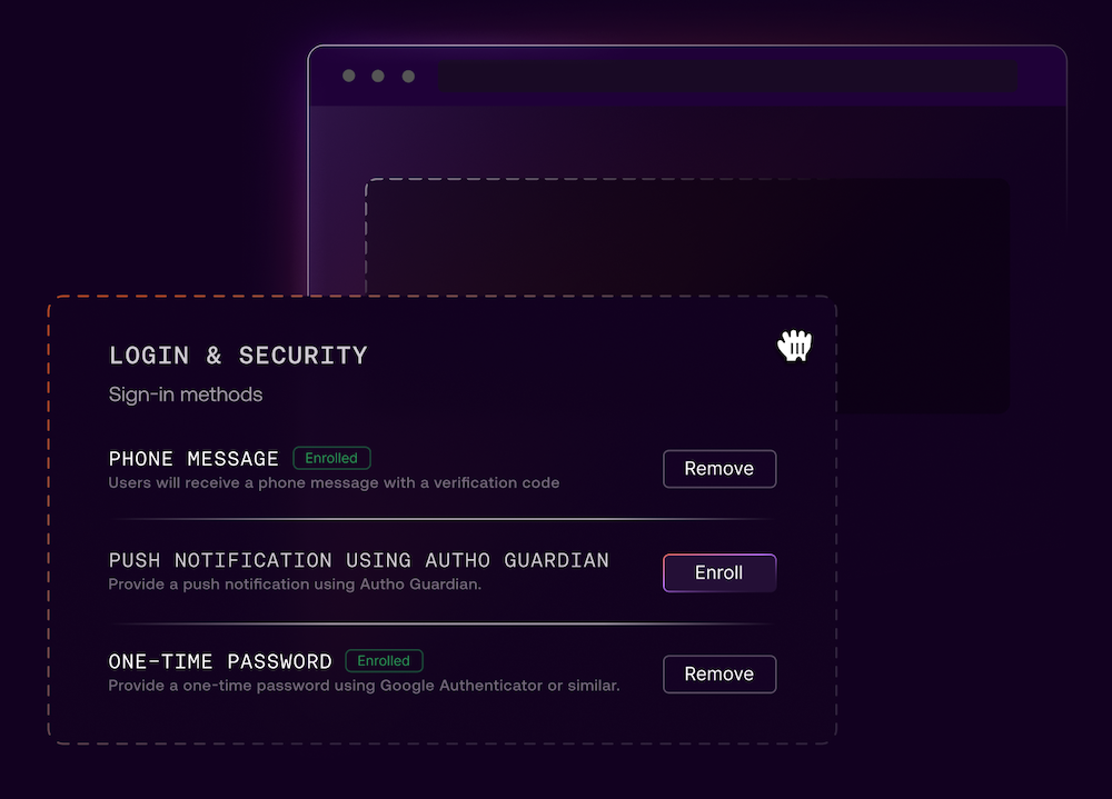 User account security dashboard showing native self-service authentication factor management for passwords and passkeys.