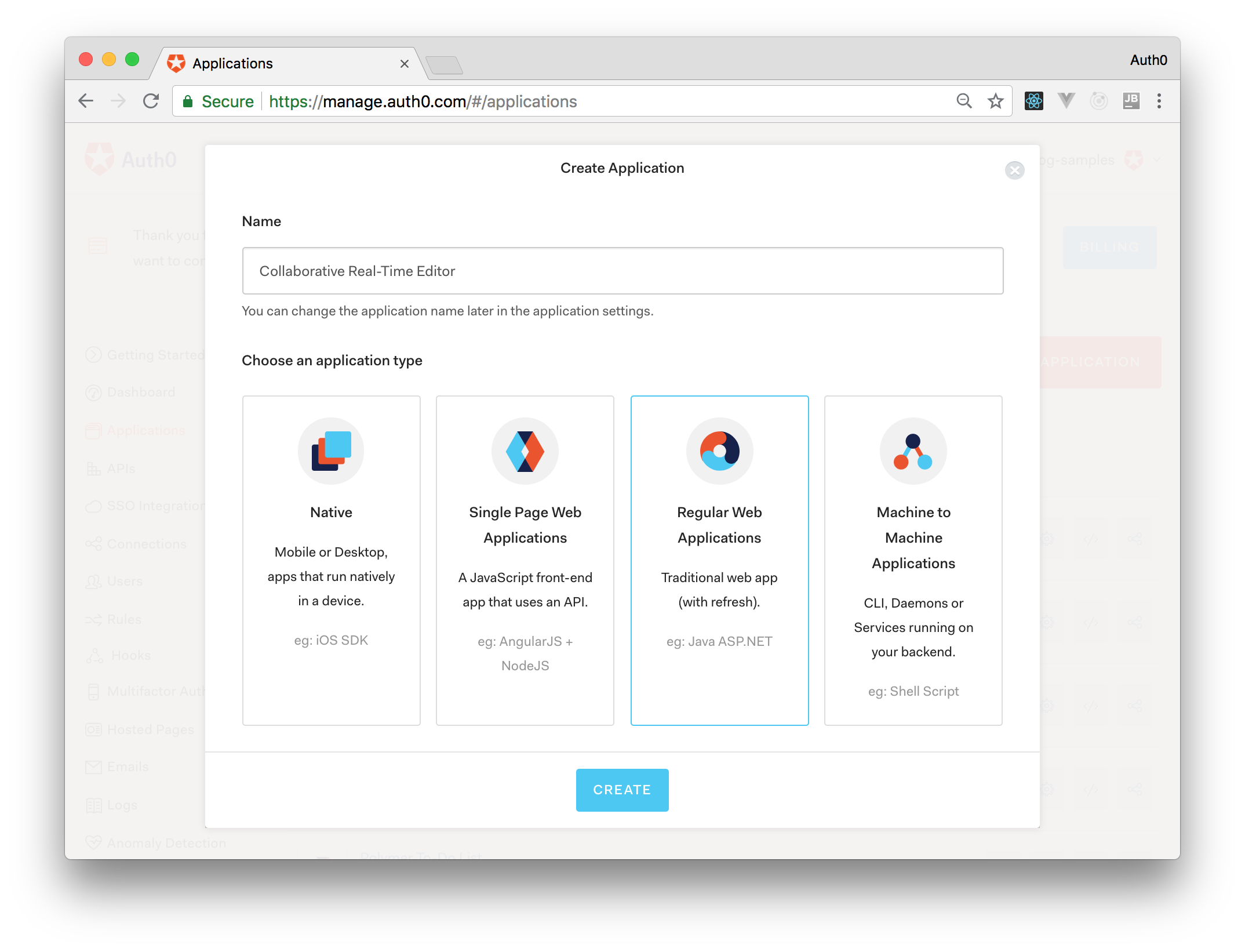 Creating an Auth0 Application