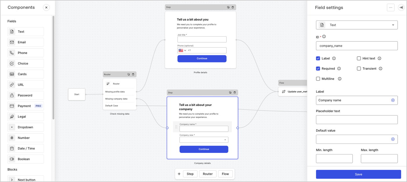 Dashboard > Actions > Forms