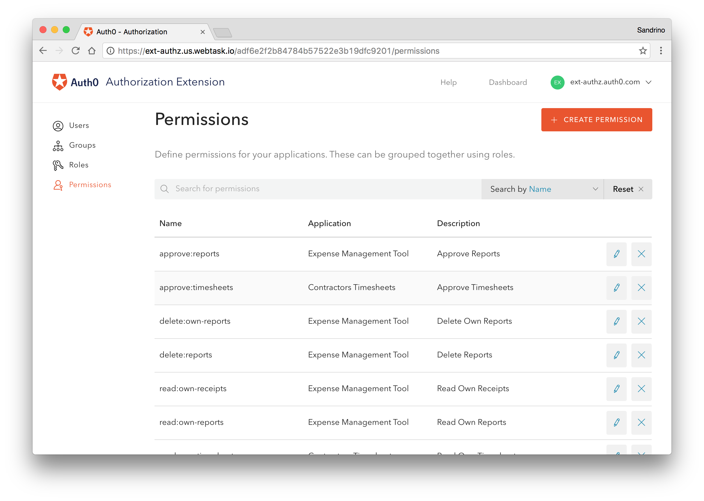 Permissions are granual actions that you can execute within an application