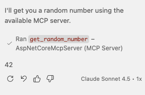 Response of the random numbers tool in Copilot chat