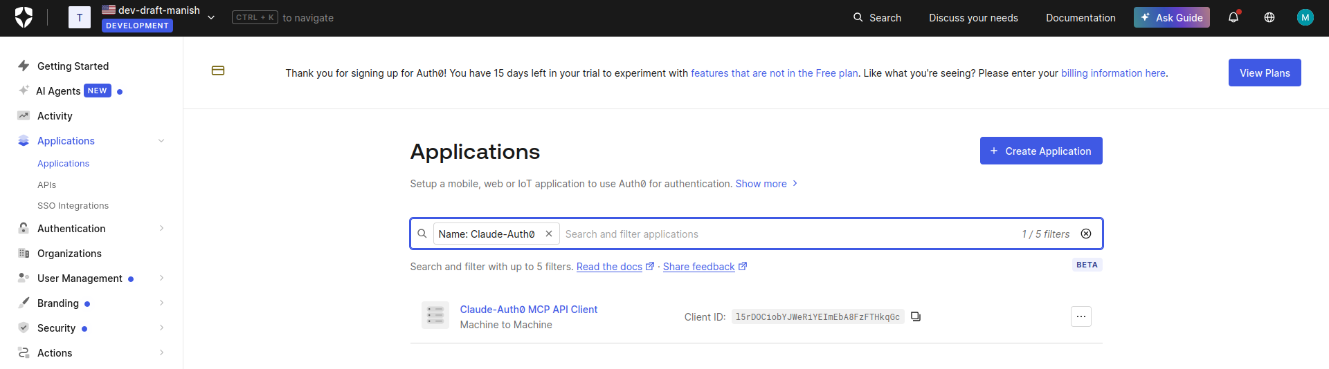 Auth0: Application added by Claude