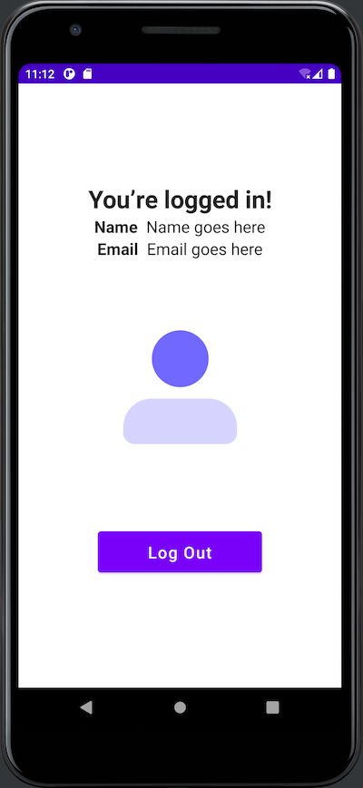 The starter app’s “logged in” screen.