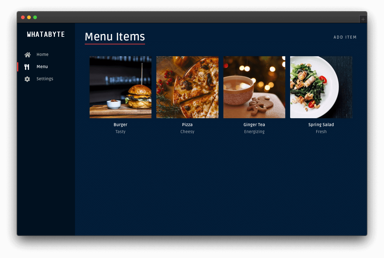 Updated menu item page