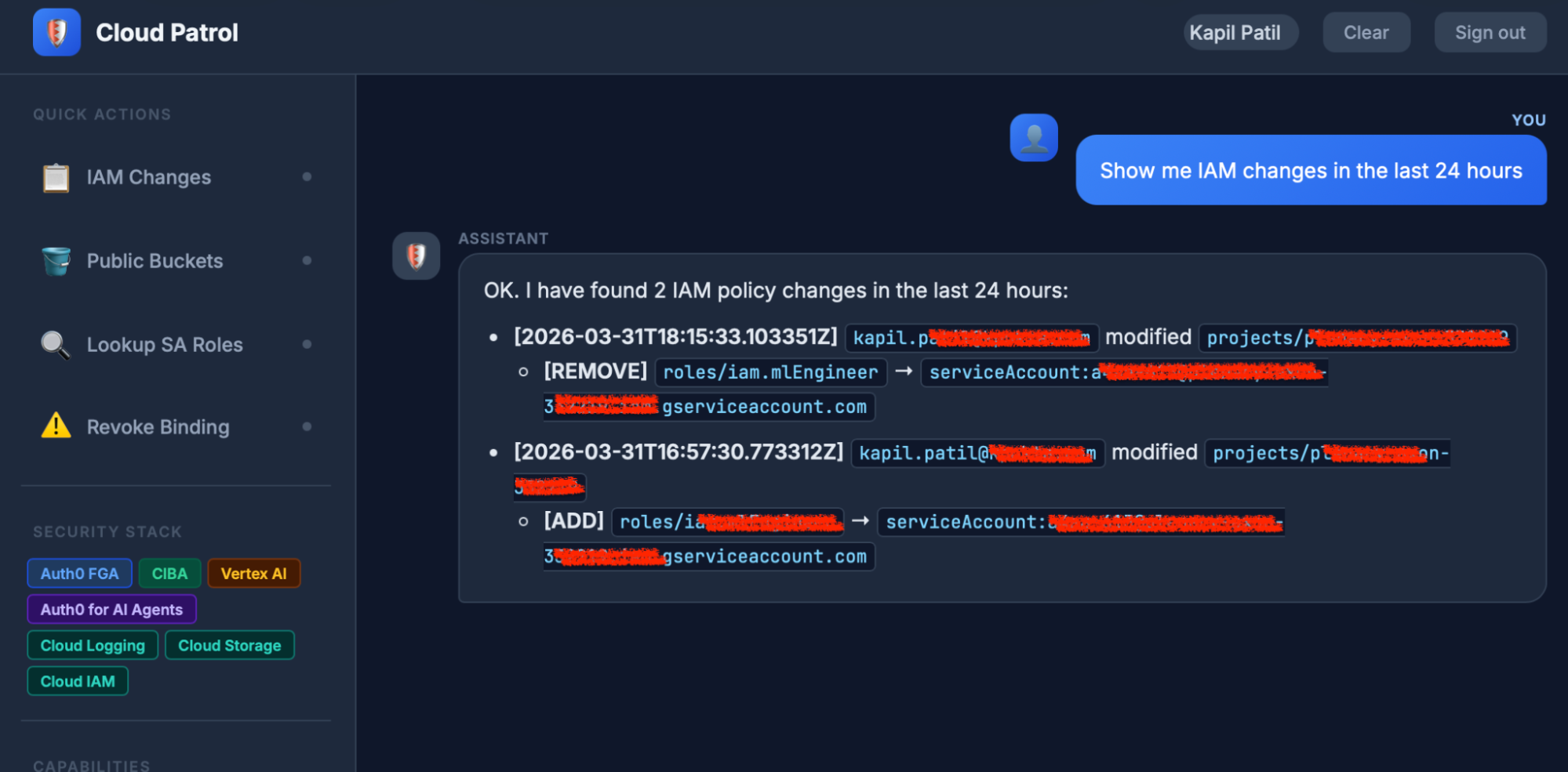 Test Case: Accessing Google Cloud Resources API using Auth0 Token Vault