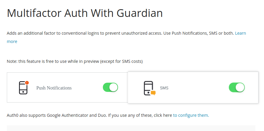 Enabling Auth0 Guardian