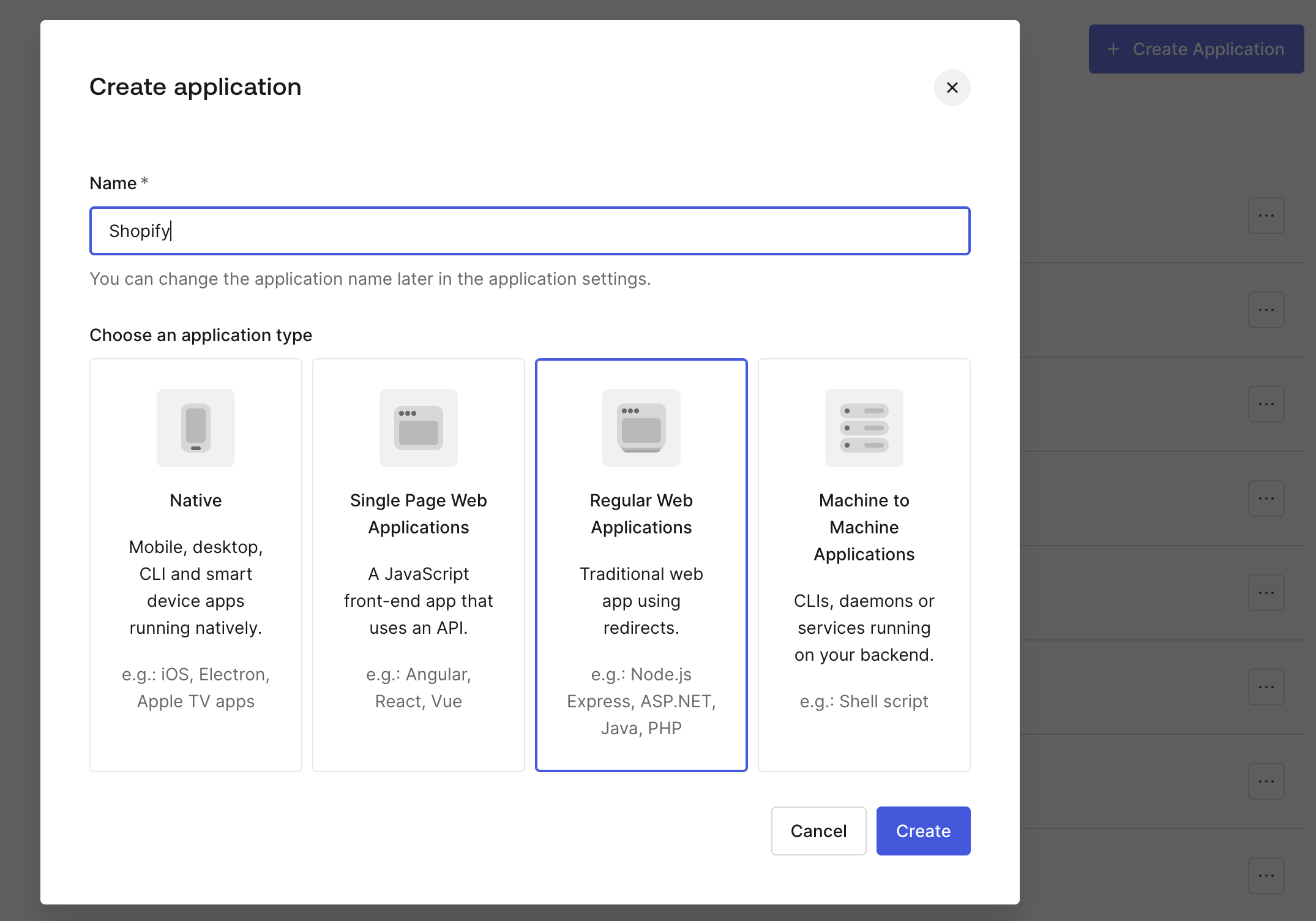 Create application