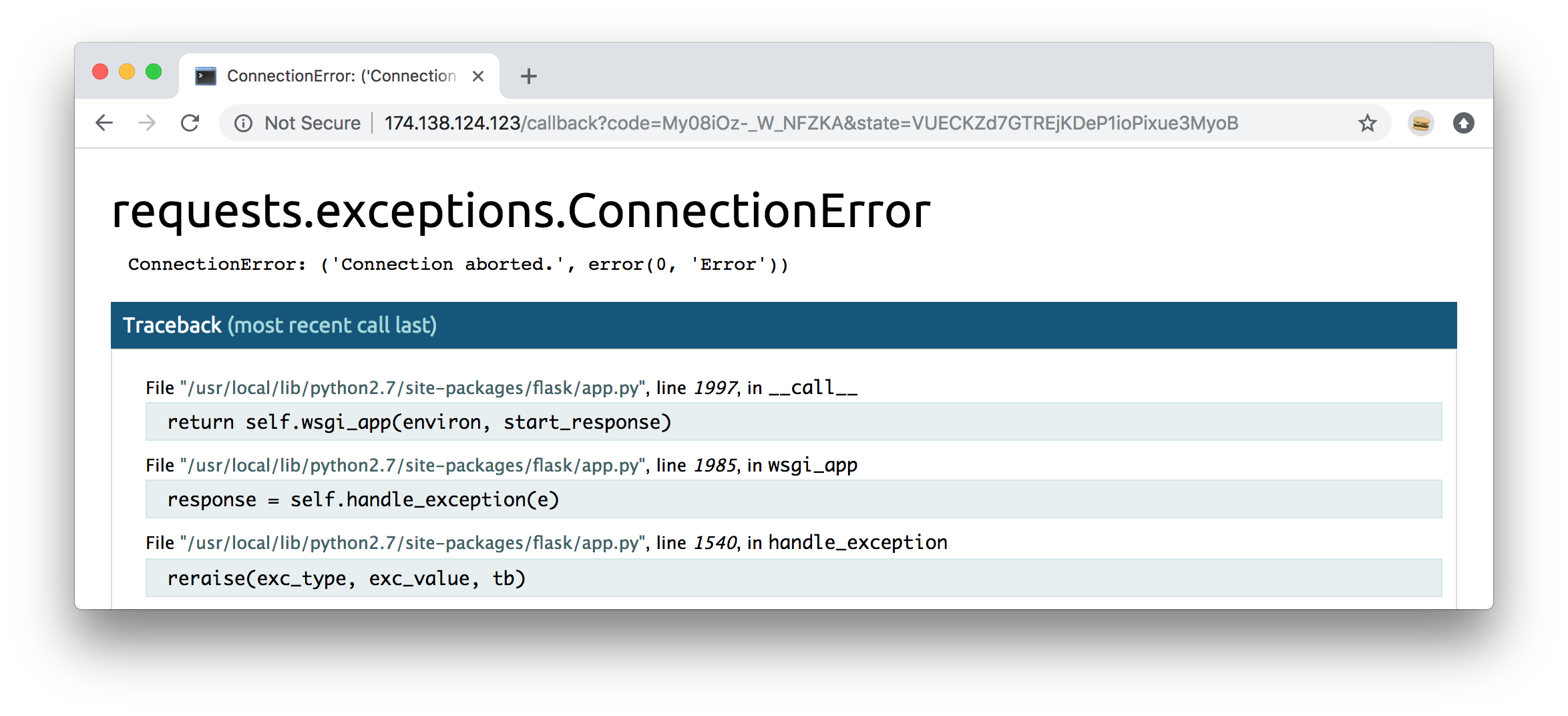 Connection error caused by lack of Istio Egress definition.