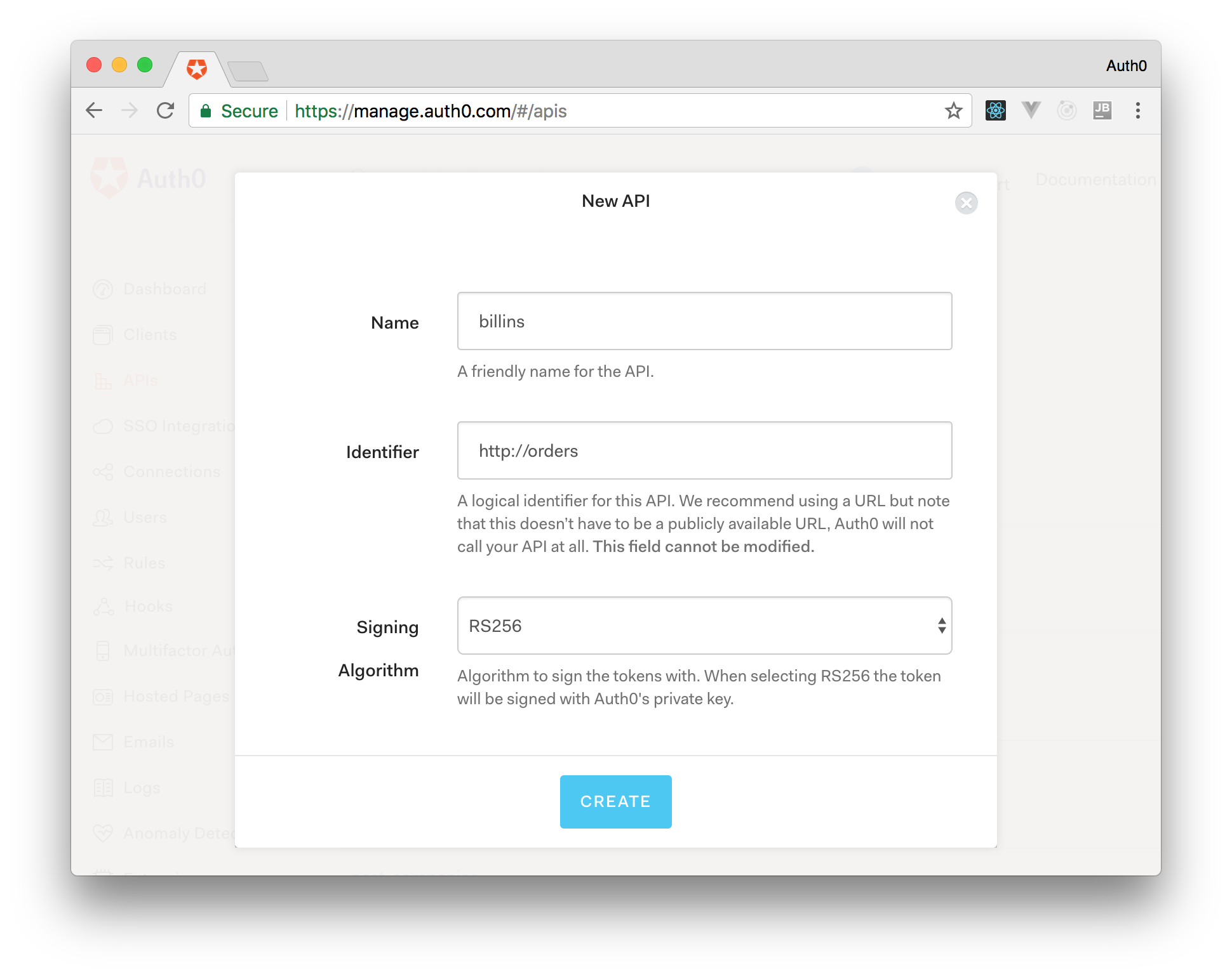 Creating billings API on Auth0