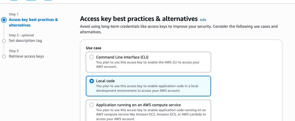 AWS: Choose the Use Case