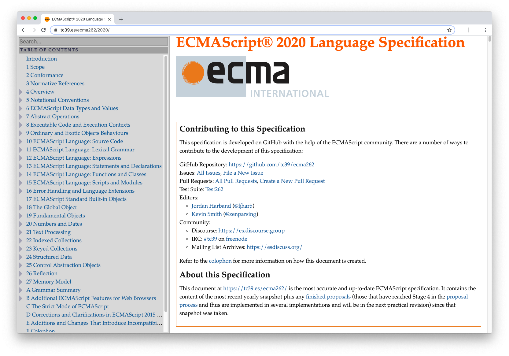 ES2020 Language Specification