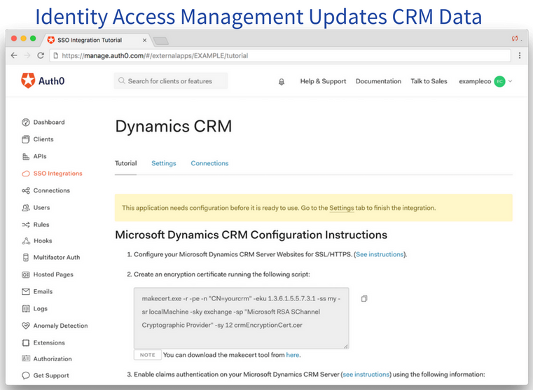 Identity Access Management updates CRM data