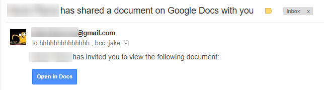 Email claiming a document had been shared