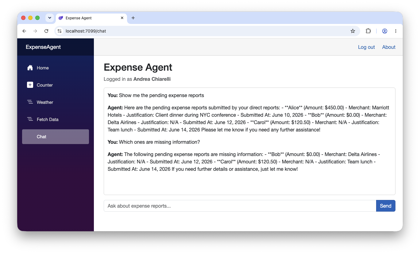 AI agent shows expenses with missing data