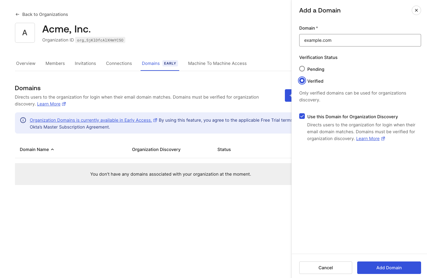 Auth0 Management Dashboard - Add domain