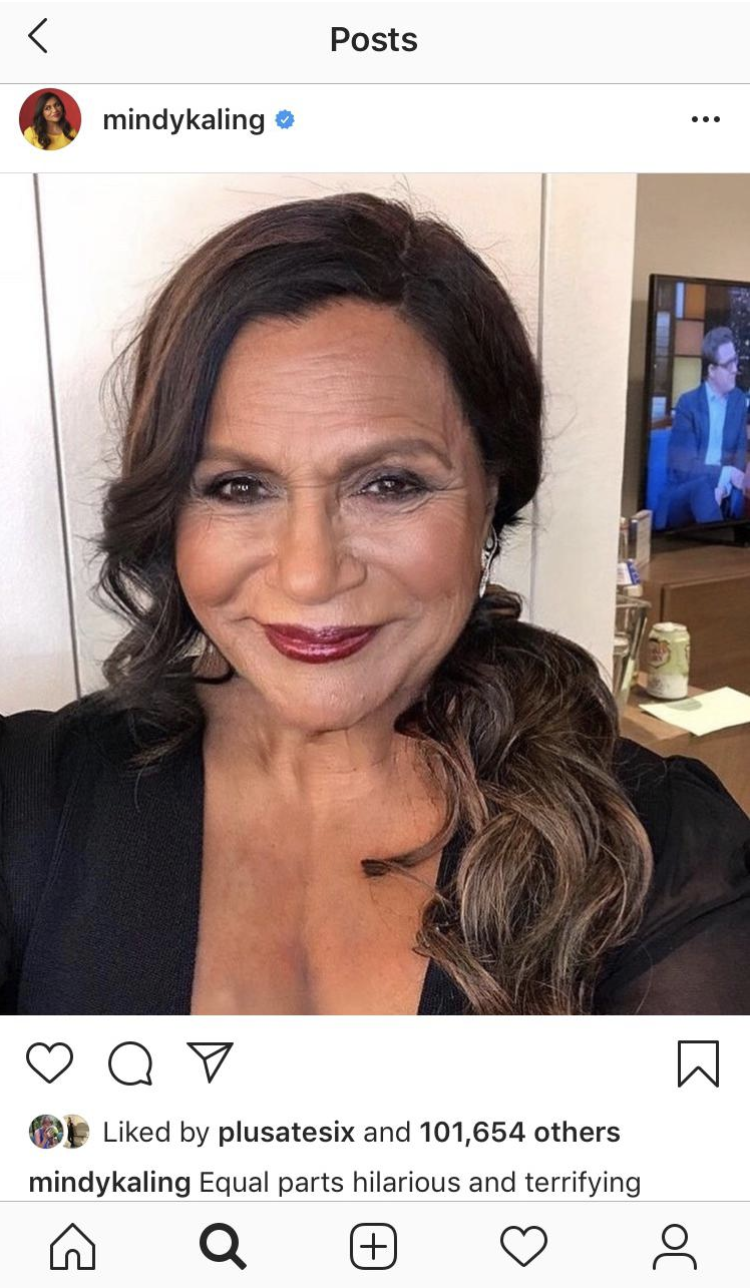 Mindy Kaling Instagram using FaceApp