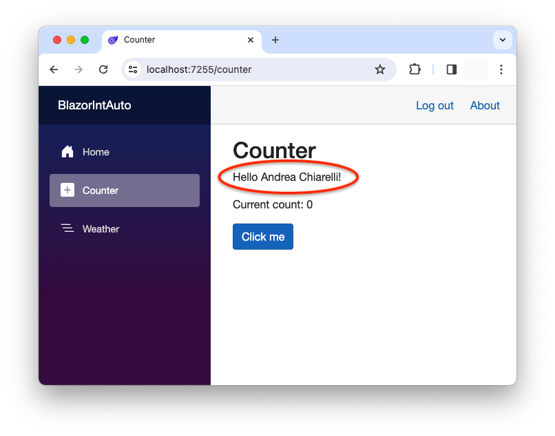 Blazor Interactive Auto client component with persistent state