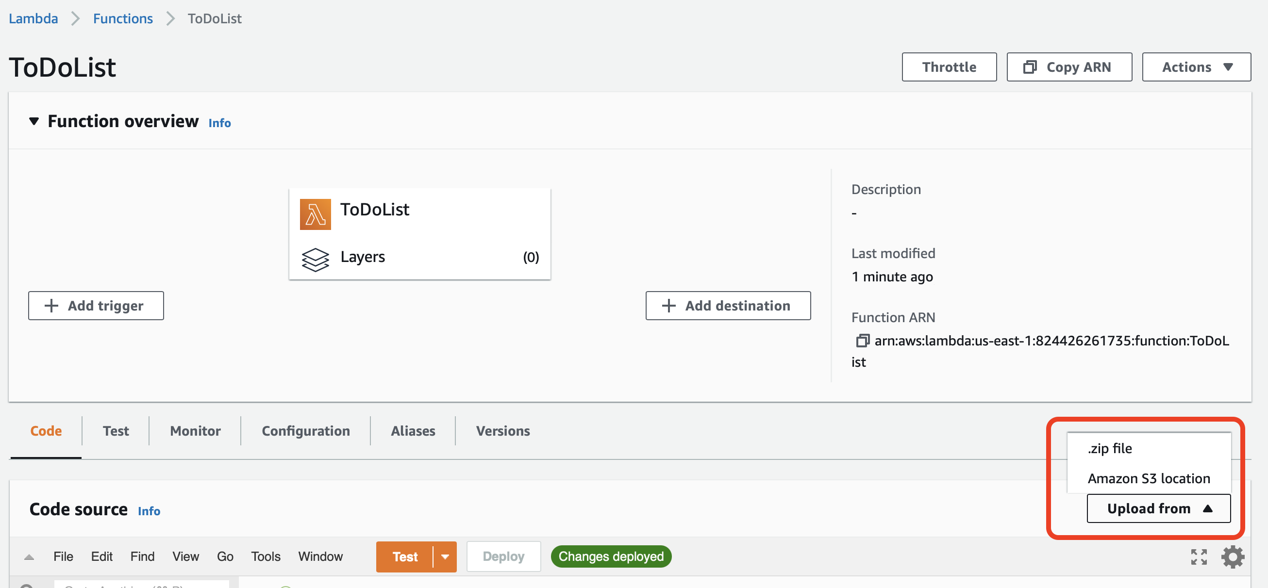 Crate AWS Lambda function - Step 2