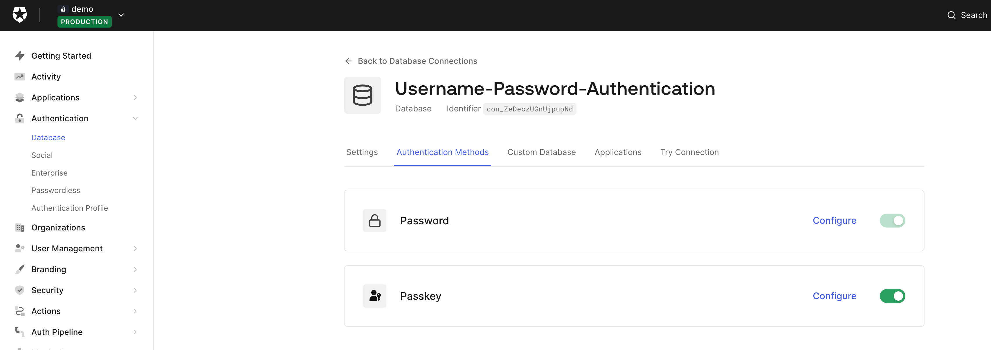 Username-password db connection page