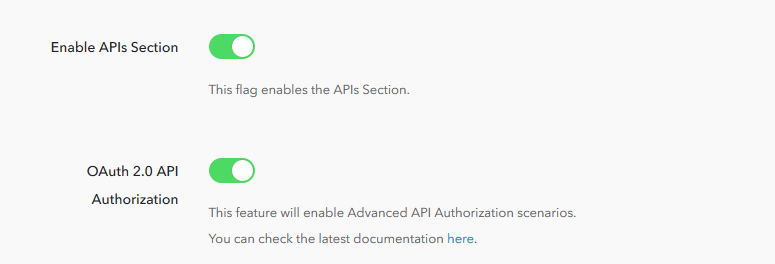 Enable API Section