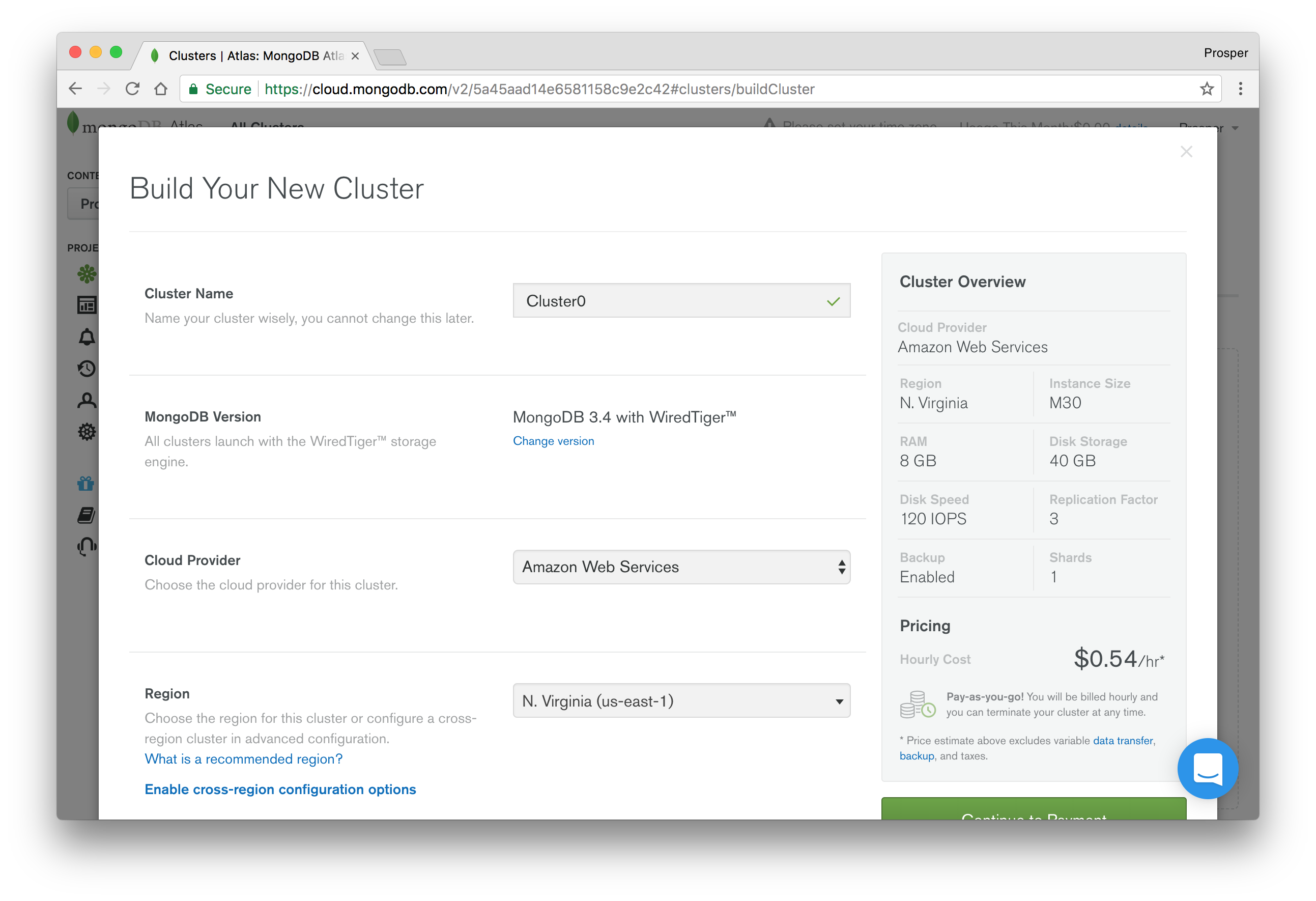 JavaScript Deploy - Cluster details